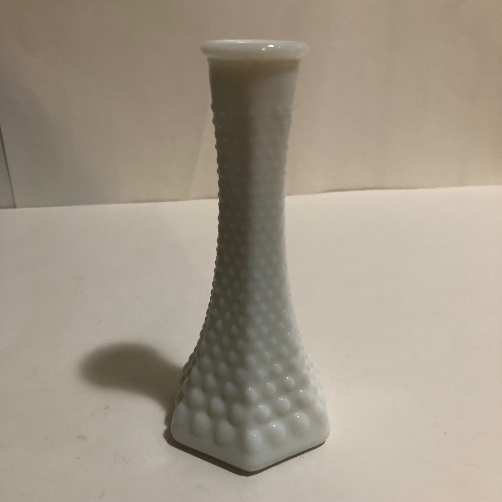 EO Brody Hobnail Vase White Milk Glass